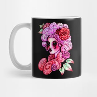 Pink Rose Curls Lady Mug